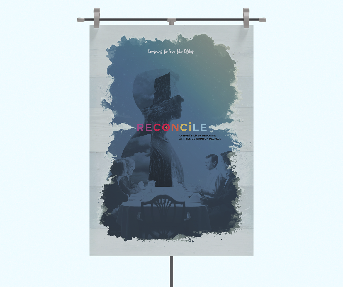 A movie poster showing a family at a dinner table.