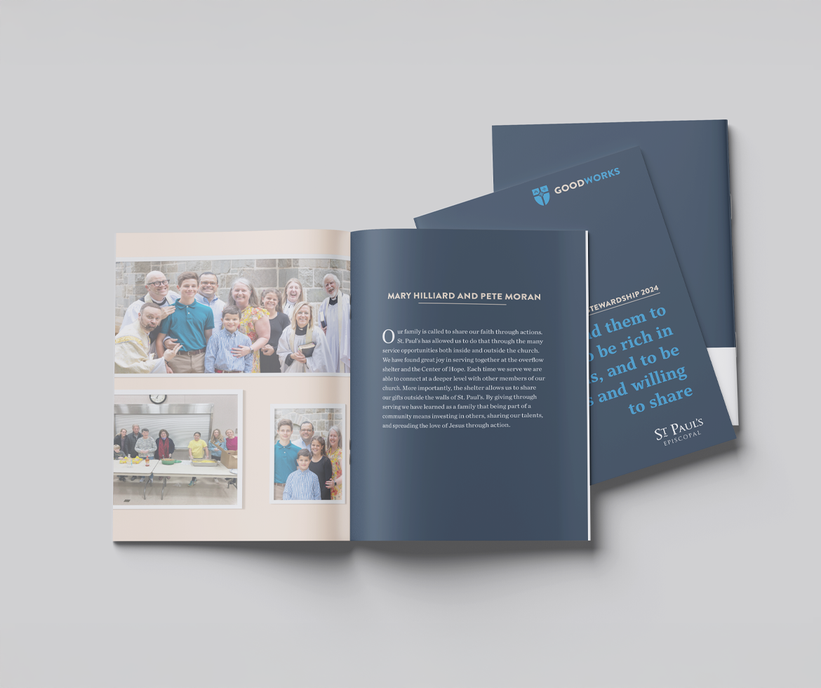 A booklet showcasing families at St. Paul's